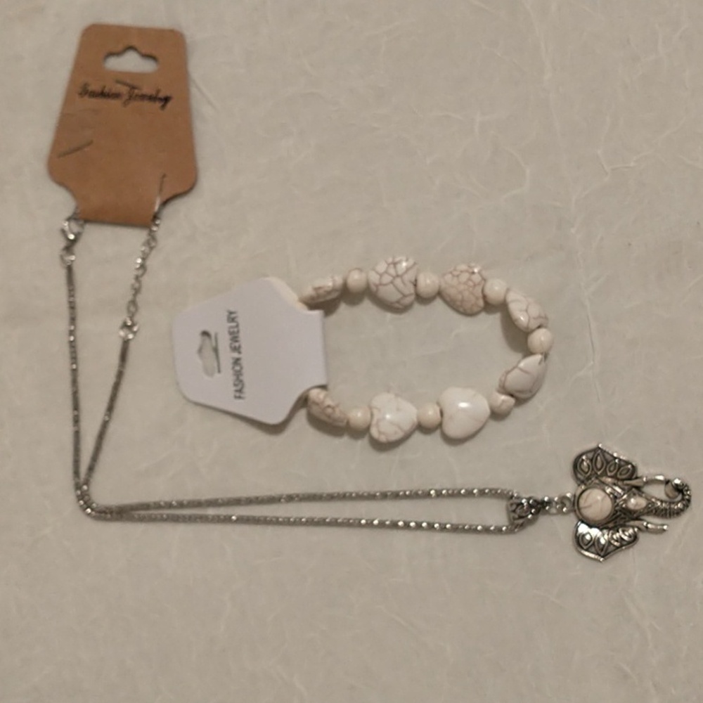 FREE with Purchase Elephant Head Stone Necklace  and Bracelet